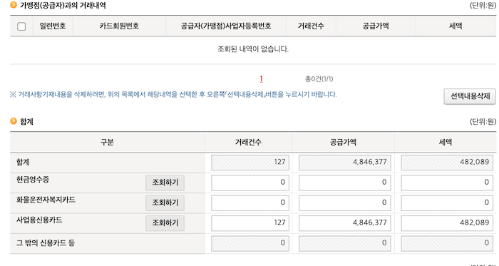 사업용신용카드 조회하기